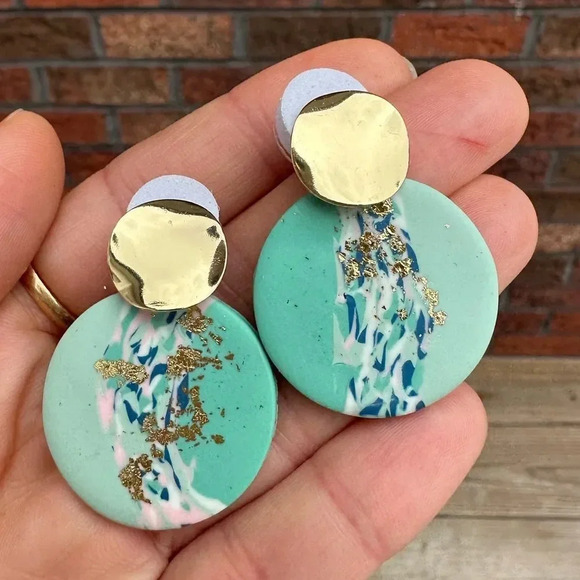 Free People Marble Light Blue Earrings - Picture 3 of 6